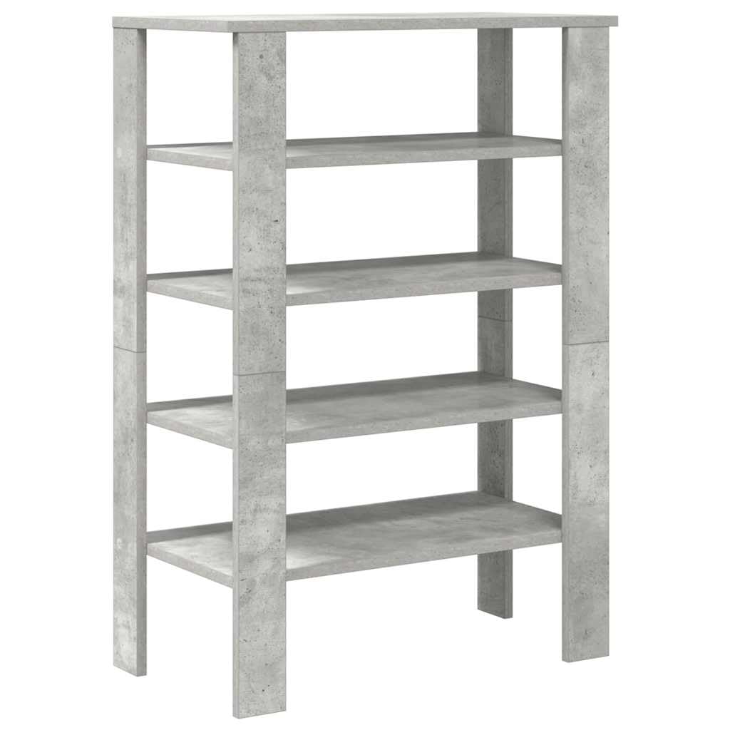 Stojak na buty szary beton 61 x 32 x 87,5 cm, płyta wiórowa | Oszczędność miejsca, duże półki, górne piętro, mocowanie ścienne, 60 kg