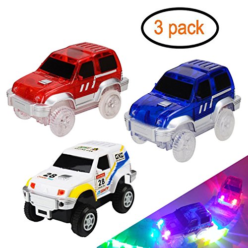 New ideas Track Cars Light Up Toy Car Track (3-Pack),5 LED Flashing Lights,Glow