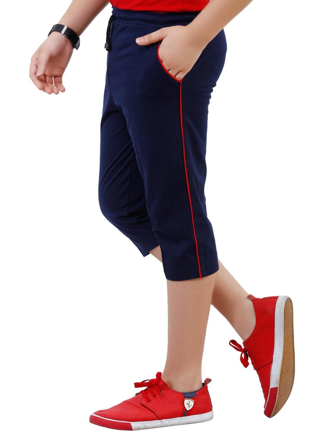 fizzi Men's Three Fourths Shorts Regular Fit Pants and Capri Running Casual Summer Wear NAVY-picture-20