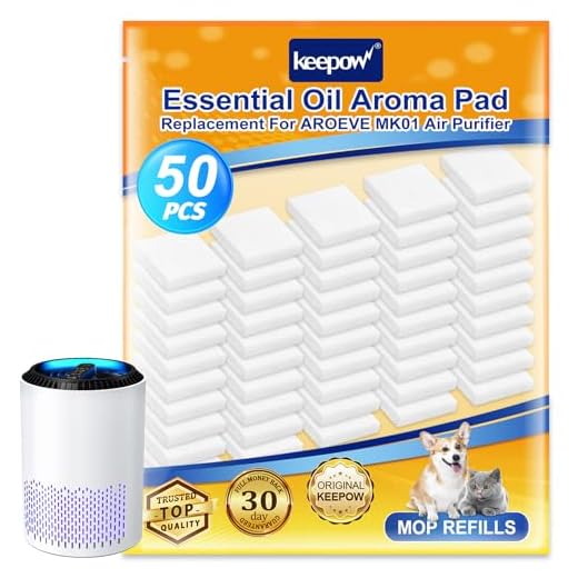 KEEPOW 50 Pack Aroma Pads Replacement Fit for AROEVE MK01 Air Purifier, Essential Oil Pad Replacement