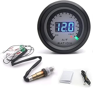 mewmewcat Medidor De Taxa De Combustível De Ar,2 em 1 medidor 52mm kit de medidor de taxa de combustível de ar digital de banda estreita 12 v volímetro de carro com sensor de oxigênio de o2