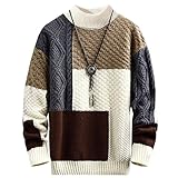 [GUTHONG] セーター メンズ 冬服 ハーフタートルネック 長袖 ニット トップス パッチワーク カジュアル 大きいサイズ 暖かい 厚手 防寒 カジュアル メンズ 春秋冬 beige L