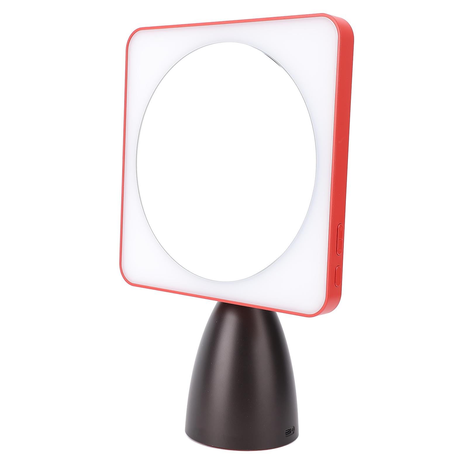 Specchio di cortesia da scrivania a LED compatto con ampia area di illuminazione per gli amanti del trucco (rosso nero)