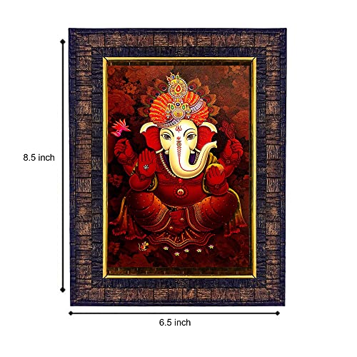 Image of Hawai Lord Ganpati Photo Frame, Size- 8.5x7inch | Engineered Wood Wall Hanging Home Decor Religious Frame | SFDI276BLKFRM