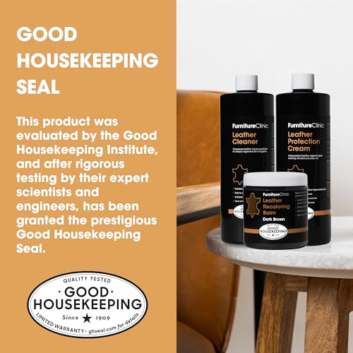 Furniture Clinic Leather Complete Restoration Kit | with Leather Recoloring Balm, Cleaner, 2-in-1 Protection Cream & Conditioner, Sponge, and Cloth | Repair Kit for Furniture (Dark Brown) - Image 5