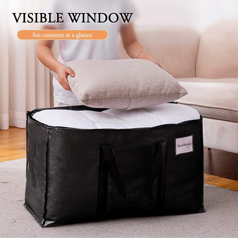 Large Moving Bags, 6 Pack Black Heavy Duty Totes For Storagewith Visible Labels, Storage Bags for Space Saving, Alternative to Moving Boxes Back to school season gifts