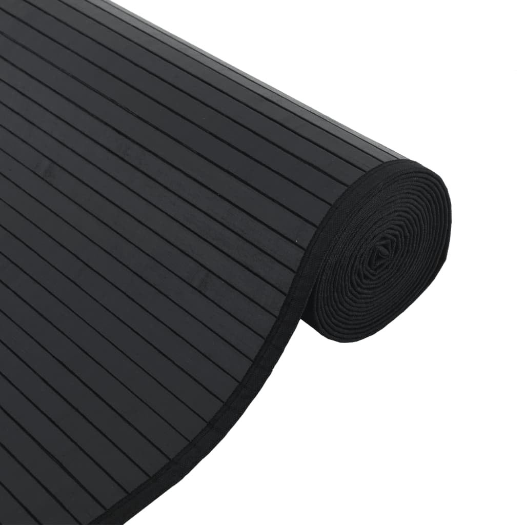 Bambusteppich Schwarz 60x200 cm - Moderner Küchenläufer rutschfest & Robust - Pflegeleichte Bambusmatte Rechteckig für Wohnzimmer, Flur und Essbereich