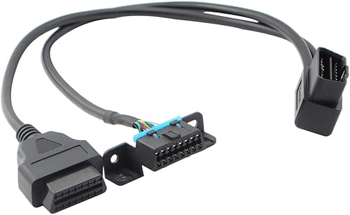 iKKEGOL Universal OBD2 OBD II 16 Pin Splitter Y Cable abierto, J1962 1 macho a 2 hembra conector con soporte de montaje bajo salpicadero 19.7 in20