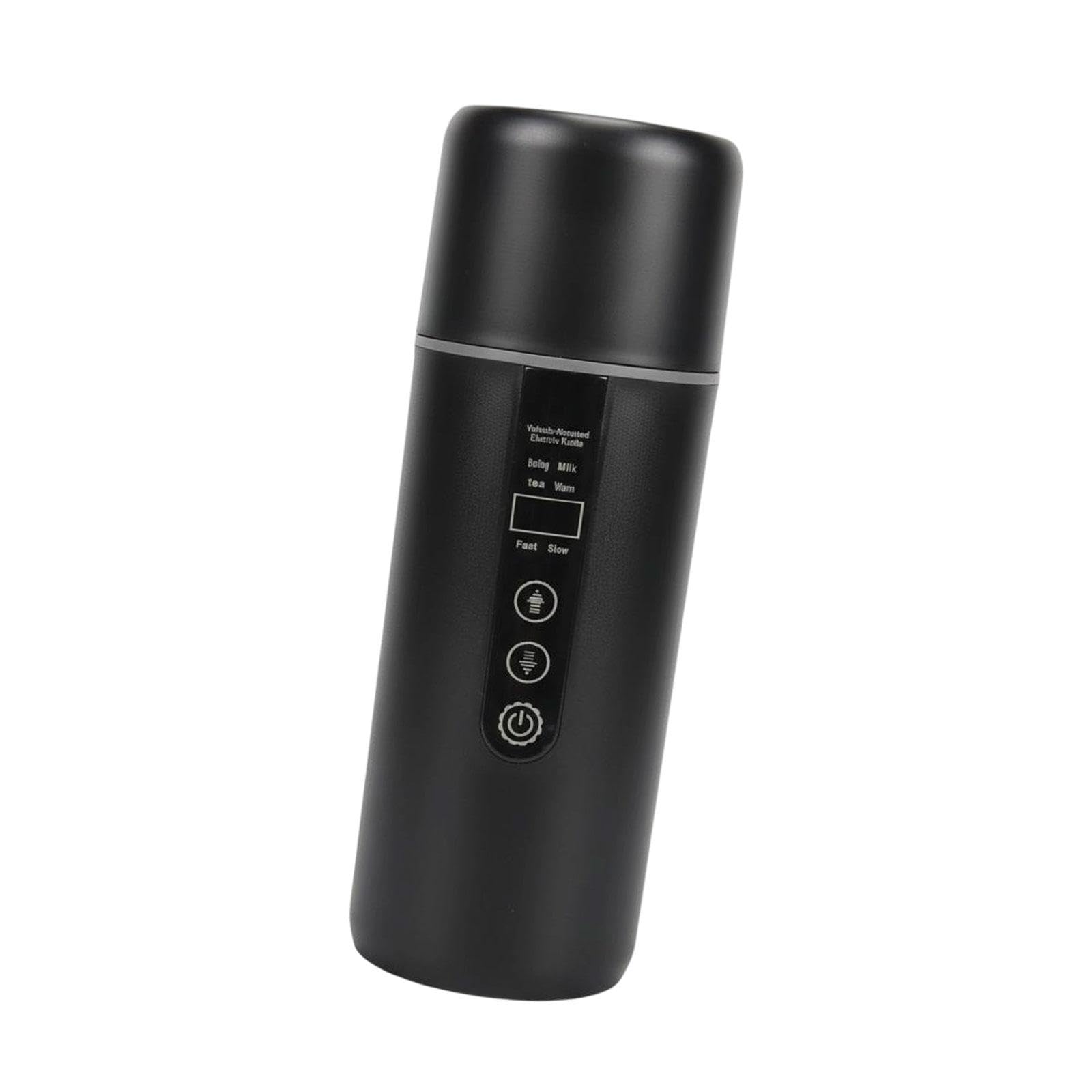 Taza Térmica para Coche con Calentamiento Automático Y Función para Mantener Caliente, Indicador de Temperatura, Acero Inoxidable, Gran Capacidad, Hie, Negro, tal como se describe