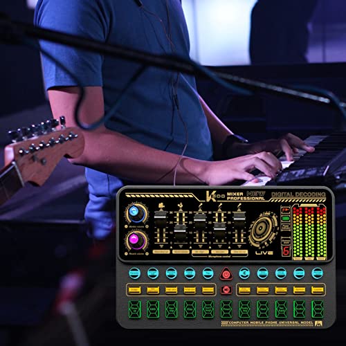 VOOCHIE Placa de som ao vivo portátil SK500 Dispositivo de troca de voz Mixer de áudio Múltiplos efe
