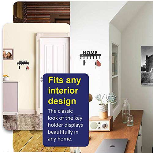 Image of Sehaz Artworks Metal Key Holder for Home | Bird Key Hooks | Key Holder for Home Decor Stylish | Key Stand for Wall (7 Hooks, Black)