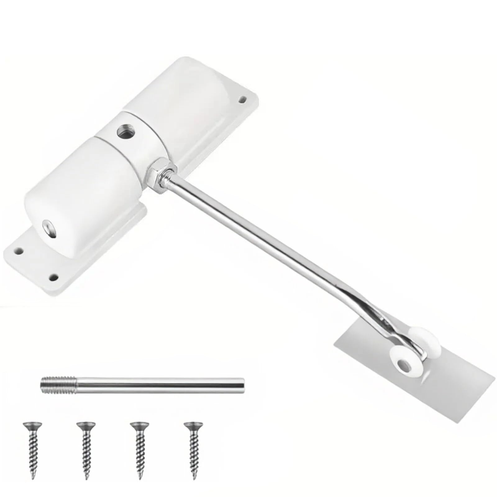 Crozgan Automatic Door Closer,Safety Door Closers for Interior Doors, Adjustable Hydraulic Spring Loaded Self Closing Gate Hinge for Room, Gate Spring with Adjusting Rod and Screws (White)