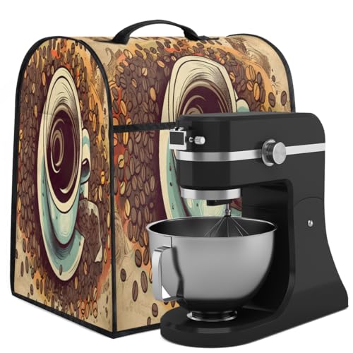 Coffee Maker Cover Coffee Pattern Printing Kitchen Appliance Covers Small Appliance Covers Blender Cover Juicer Cover Dust Covers for Kitchen Appliances with Top Handle and Pockets,Washable,C94