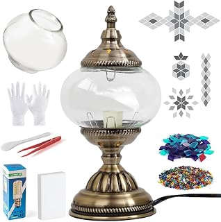 DIY Turkish Mosaic Lamp Making Kit, Stained Glass Adult Craft Kit (Blue-Purple)