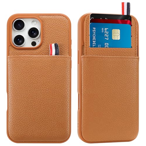 WPCase Wallet Phone Case for iPhone 16 Pro Max Case with Card Holder for Men Women, Orange Brown Leather Protective Phone Cover with Wallet Compatible with iPhone 16 Pro Max of 2024
