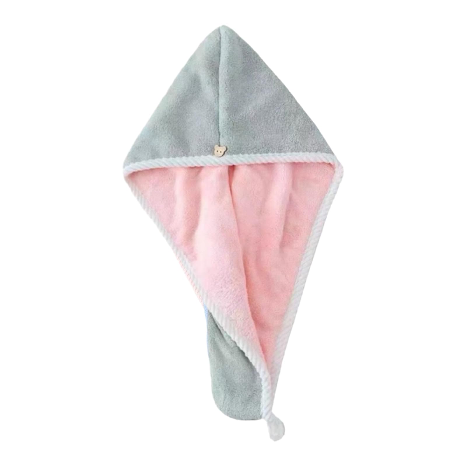 bayicie Hair Drying Towels with Button, Super Absorbent Double-Layer Coral Fleece Hair Towel, Quick Drying Travel Bathing Hair Wrap
