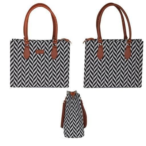 Image of Classic Zigzag Pattern Women's Work Tote Black