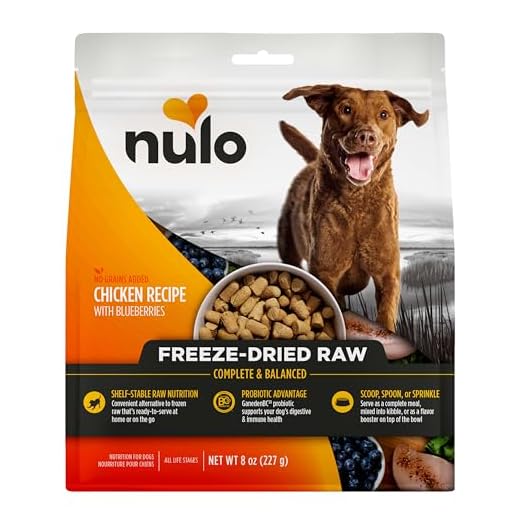 Nulo Freeze-Dried Raw Chicken Recipe with Blueberries Complete and Balanced Dry Dog Food Kibble, 8 Ounce Bag