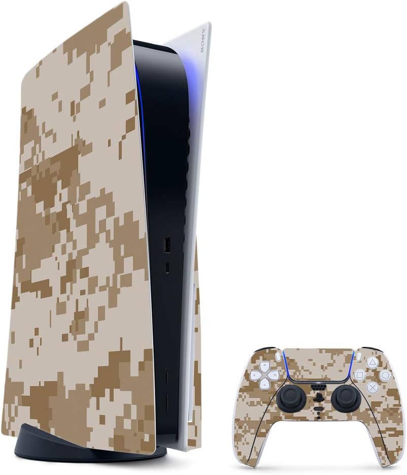 MightySkins Gaming Skin for PS5 / Playstation 5 Bundle - Desert Camo | Protective Viny wrap | Easy to Apply and Change Style | Made in The USA