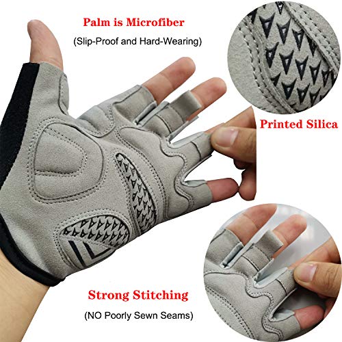 image for ROVOS Men & Women Cycling Gloves - 5mm Padded Half Finger Breathable M