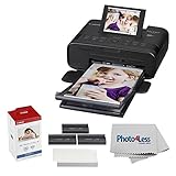 Canon SELPHY CP1300 Compact Photo Printer (Black) +Canon KP-108IN Color Ink and Paper Set +Photo4Less Cleaning Cloth - Deluxe Value Printer Bundle
