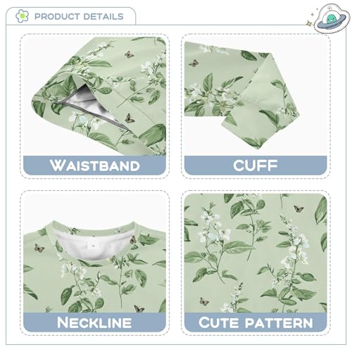 JUNZAN Aesthetic Basil Sage Green Little Kids Sweatshirt Hoodie Long Sleeve Hoodie for Boys Camping 4T3