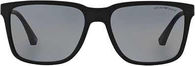 Emporio Armani EA4047 Sunglasses, Rubber Black/Grey Polarized, 56 mm