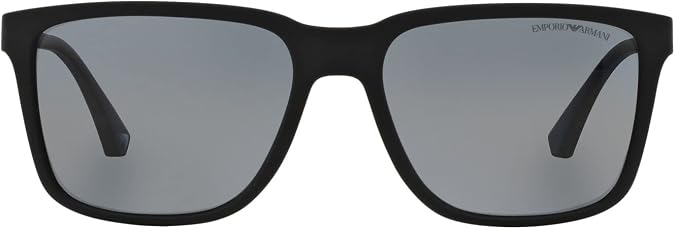 Emporio Armani EA4047 Sunglasses, Rubber Black/Grey Polarized, 56 mm