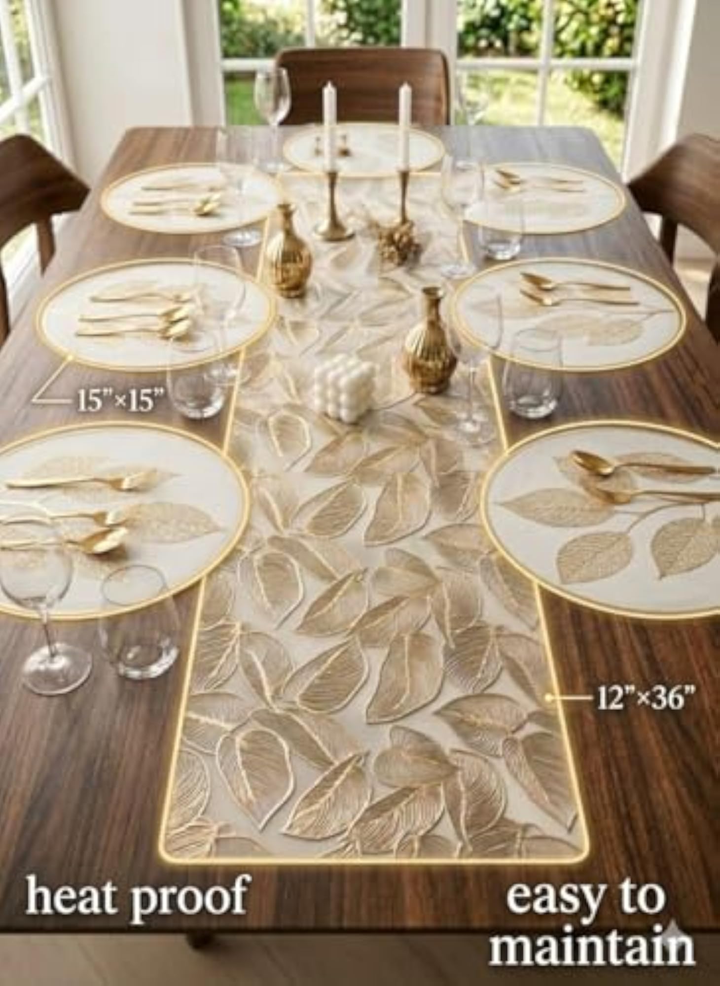 Placemat and Table Runner Set Combo for Dining Table