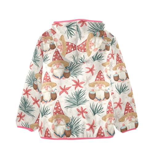 Gnome with Coconut Girls Fleece Jacket Girls Fall Jacket Girl Coats Zip Up Hoodie Children Sherpa Warm Outerwear 2-10T2