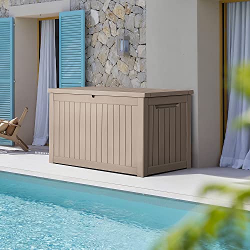 Devoko XXL 230 Gallon Resin Large Deck Box Waterproof Outdoor Storage Box Loackable for Patio Furniture Cushions, Toys and Garden Tools - Thumbnail 5