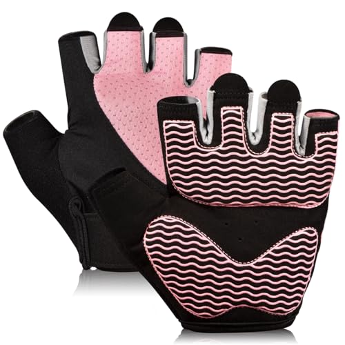 sunnex Workout Gloves for Women - Breathable Weight Lifting Gloves with Non-Slip Silicone Padding, Fingerless Gym Gloves for Cycling, Rowing, Pull Ups & Training (4 Sizes)