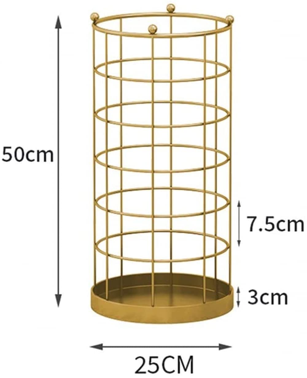 Kute żelazo, złoty, modny i kreatywny dom hol hotelowy stojak do przechowywania parasola, z haczykiem, stabilny i trwały, 25 x 50 cm