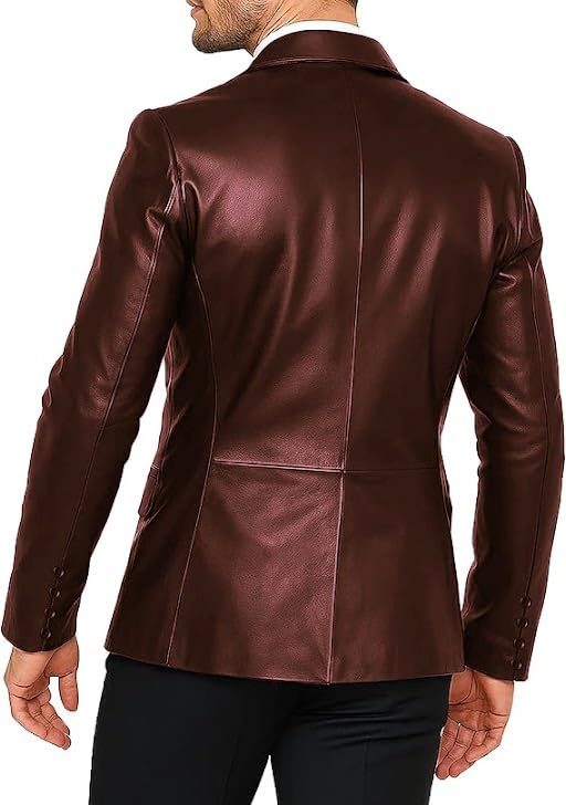 Leather Blazer for Men - Black & Brown Real Lambskin Casual Sport Mens Leather Suit Jacket Coats2