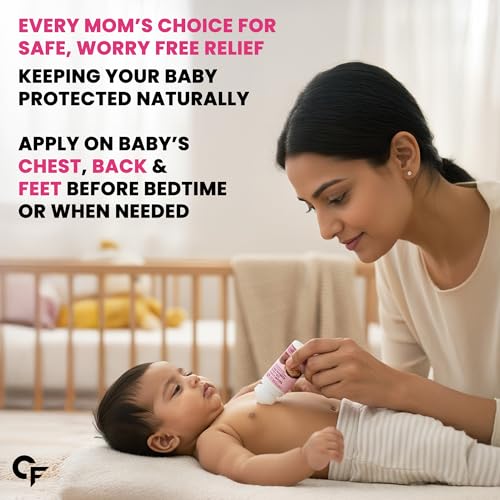 Image of Carbamide Forte Natural Cold Relief Roll On for Babies | Baby Cold Relief Roll On with Eucalyptus & Peppermint Oil | Gentle Chest & Nose Rub for Babies 3+ Months | Ayurvedic Formula | 50 ml