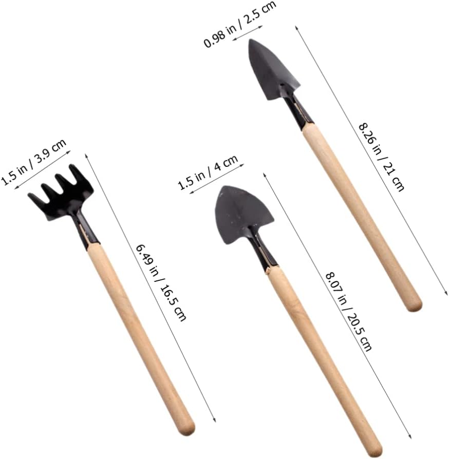 Kisangel Mini Gardening Tools Set for Kids 12-Piece Lightweight Planting Kit with Wooden Handles Includes Mini Rakes Shovels and Trowels for Transplanting Seedlings and Bonsai Care