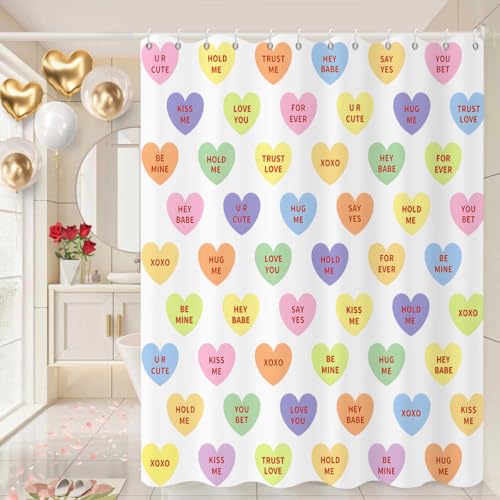 Caheansi Valentine Shower Curtain, Colorful Candy...
