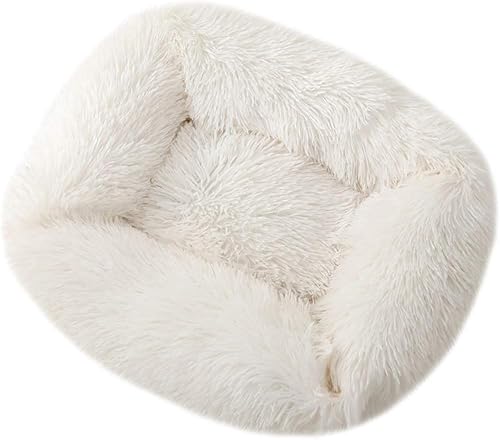 La La Pet Cama de dona para perros y gatos, acogedora cama para mascotas, cama para perros madriguera, cama calmante para mascotas, almohada de