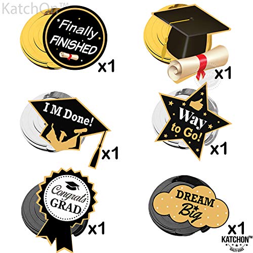 Image of KatchOn, Happy Graduation Banner Set - Pack of 19, No DIY | Graduation Backdrop, Swirls, Pompoms for Graduation Decorations Class of 2026 | Black and Gold Graduation Decorations 2026