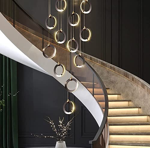 Lustre escalier moderne 12 lumières pour duplex et salon loft