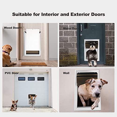 Haniml Large Aluminum Dog Door With Magnets Double Flaps Doggie Door For Large Dogs Pet Door For Exterior Door Medium Doggy Door Extreme Weather Energy Efficient With Lockable Panel #TOP5