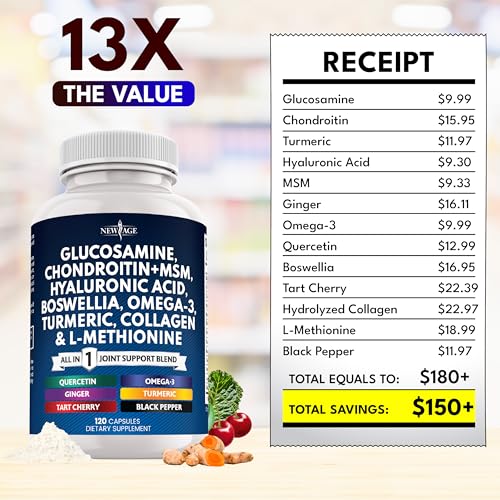 NEW AGE Glucosamine Chondroitin MSM Turmeric Supplement