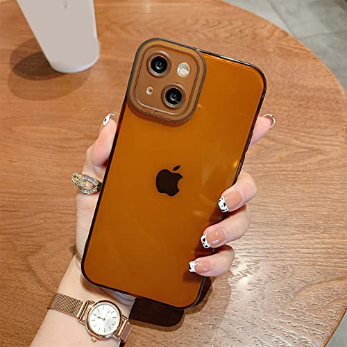 Transparent For ACtHFor iPhone p̍؂ȓȑϏՌVRdbP[X 13 12 11 Pro Max Mini X XS XR 7 8 Plus SE 2NAveNVJo[-Brown-for iPhone 