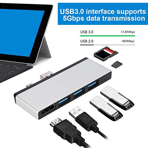 Estação de ancoragem, doca de expansão, liga de alumínio para o Surface Pro 4/5/6