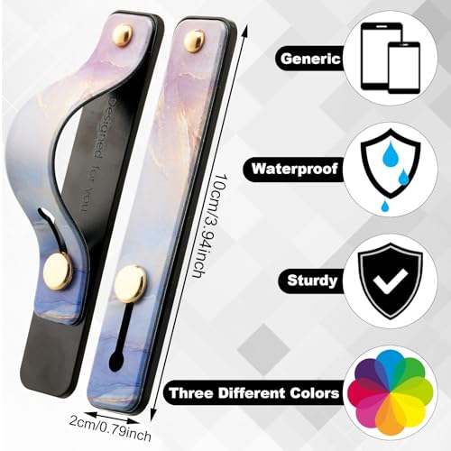 Image of Weewooday 6 Pieces Phone Grip Holder Cell Phone Grip Strap Telescopic Finger Strap Stand Universal Finger Kickstand for Most Smartphones(Soft Color,Marble)