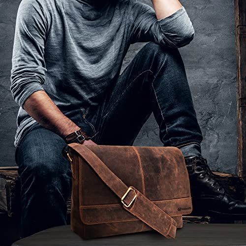 Levogue Genuine Leather Messenger Bag For Men And Women - 14 Inch Laptop Bag For College Work Office By Valenchi (Brown Vintage) #TOP6