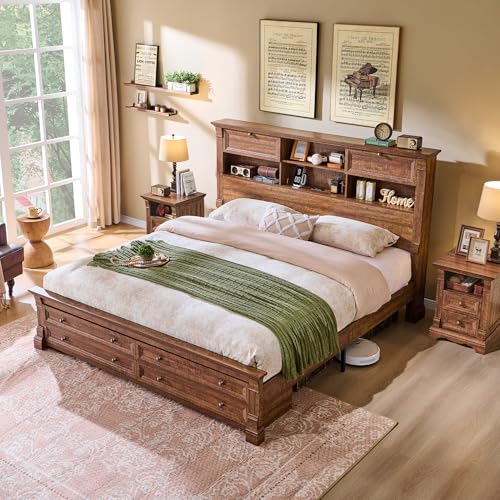 T4TREAM Farmhouse Queen Size Bed Frame with 54' Tall Headboard...