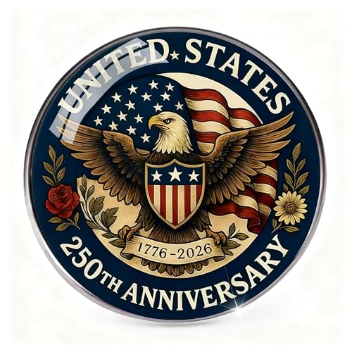 United States 250th Anniversary Lapel Pin Glass 250th US Founding Anniversary Patriotic Ornament, 1776–2026 Commemorative Gift for Independence Day and Patriotic Collectors (eagle)