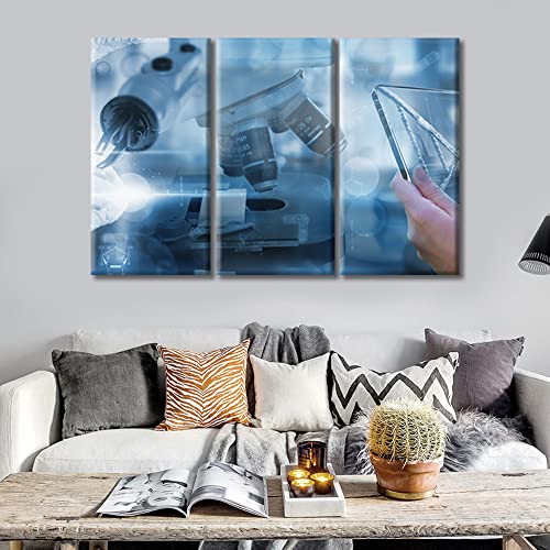 Image of TUMOVO 3 Panel Poster Future Smart Medical Technology Concept Wall Art Medicine Concept Pictures Wall Decor for Living Room Medical Wall Decor for Bedroom Framed Ready to Hang (36 inch Wx24 H)