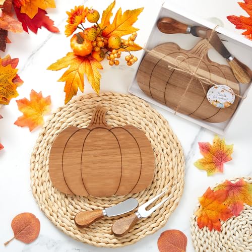 Tablero de Queso en Forma de Calabaza para Fiesta de Otoño, Set de 12 Tablas de Madera con Cuchillos y Tenedores, Ideal para Halloween y Día de Acción de Gracias miniatura 4